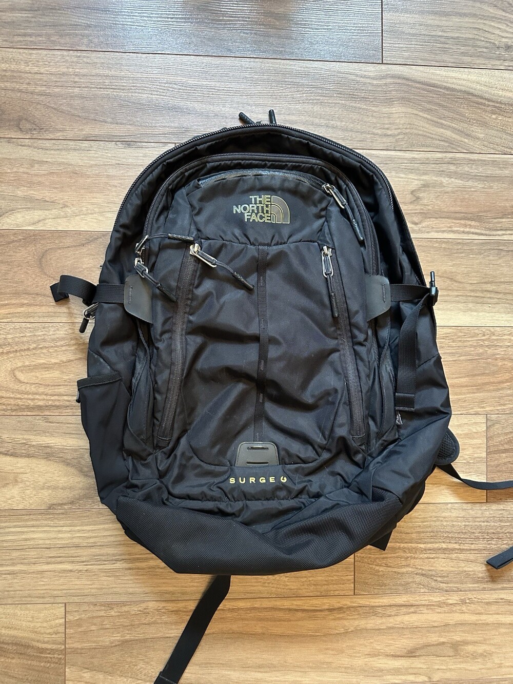 The North Face Surge Commuter Laptop Backpack Hiking Work Black Multi-Pocket